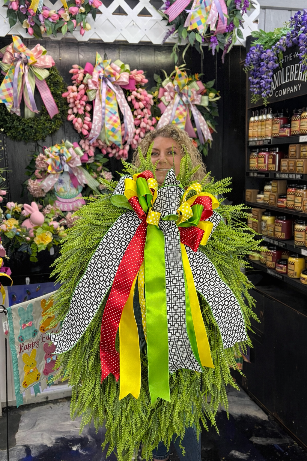 Large Summer Lime Light Beadgrass Wreath