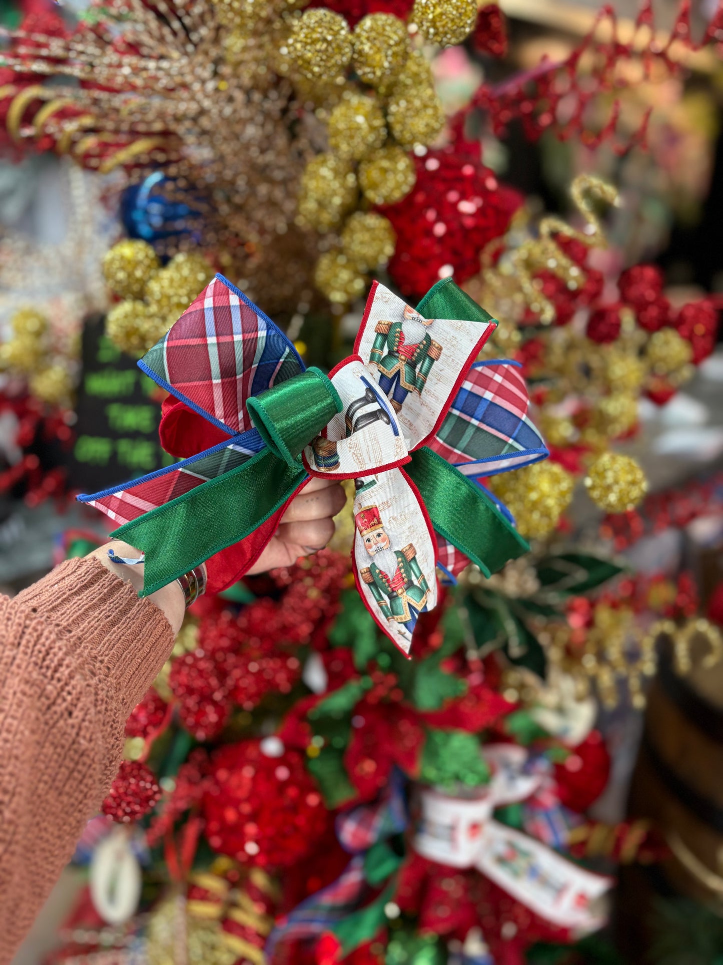 Traditional Nutcracker Christmas tree bow box