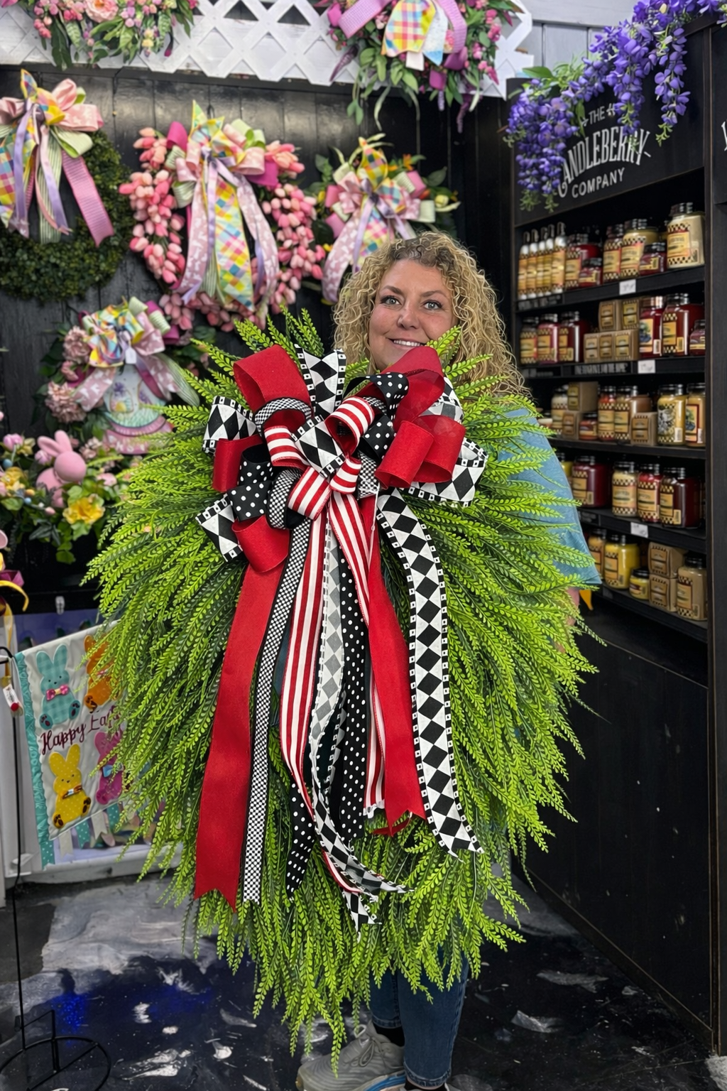 Large Cherry On Top Beadgrass Wreath
