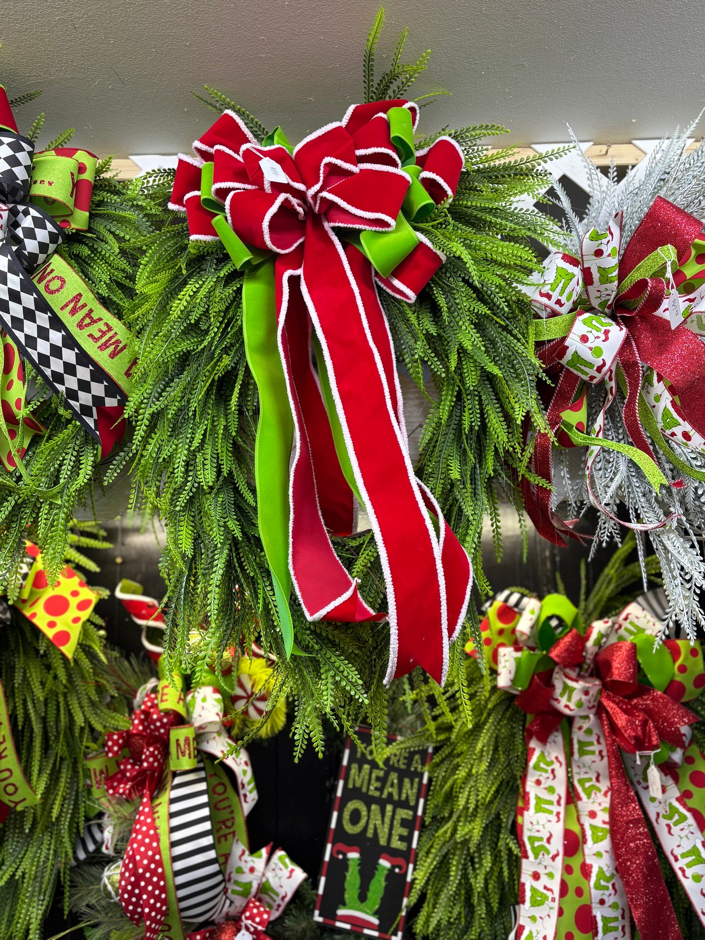Large Bright Red and Green Traditional Beadgrass Wreath