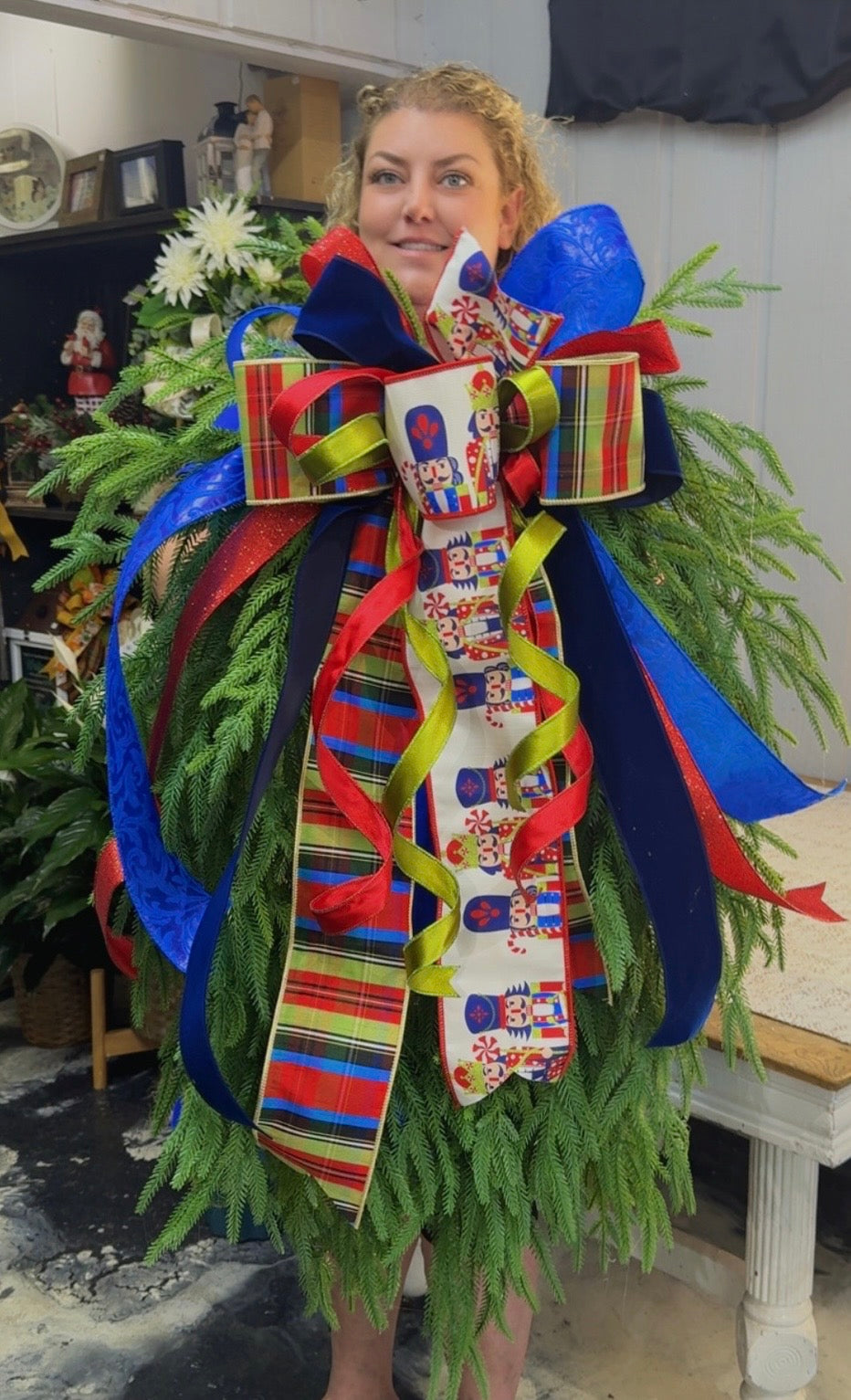 Nutcracker Handmade Norfolk Pine Oval Wreath