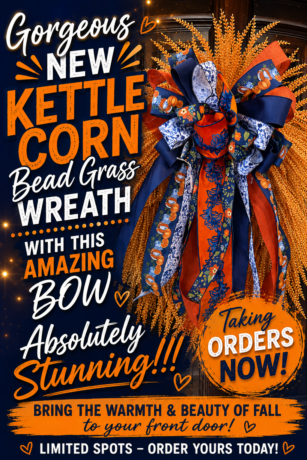 Small Kettle Corn Beadgrass Wreath
