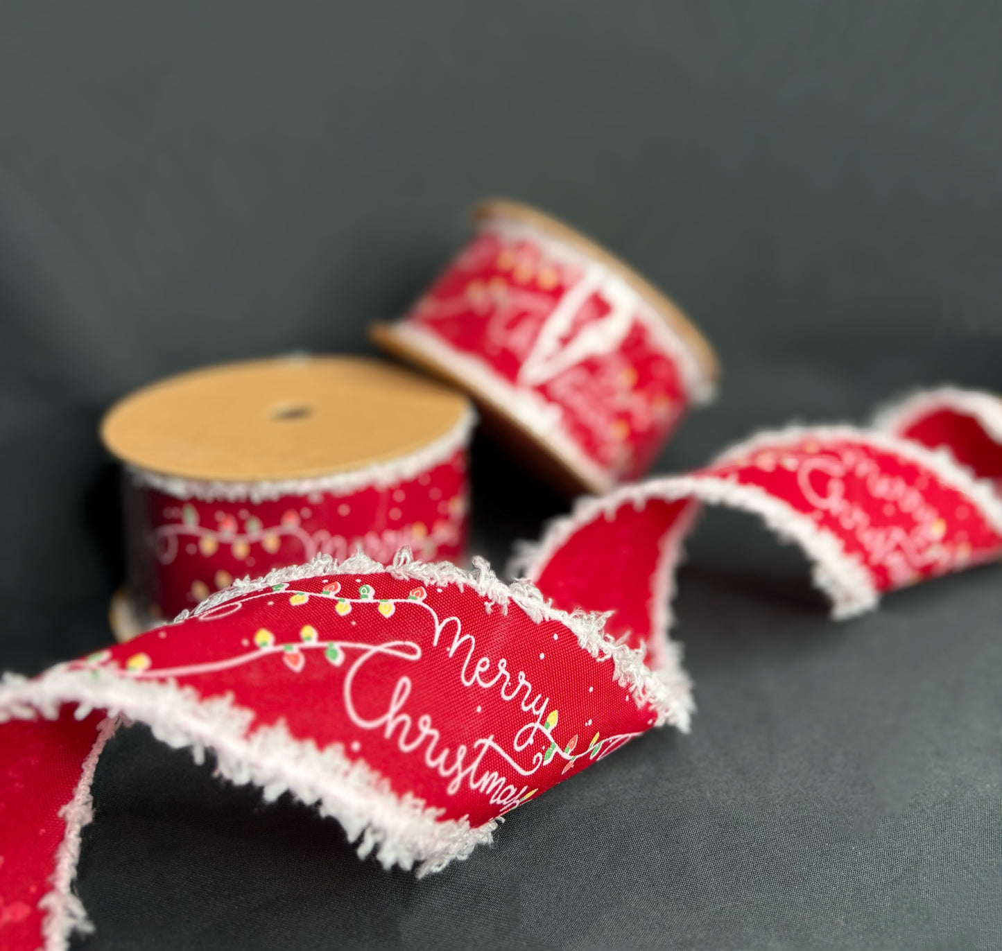 2.5” Merry Christmas Fringe Ribbon