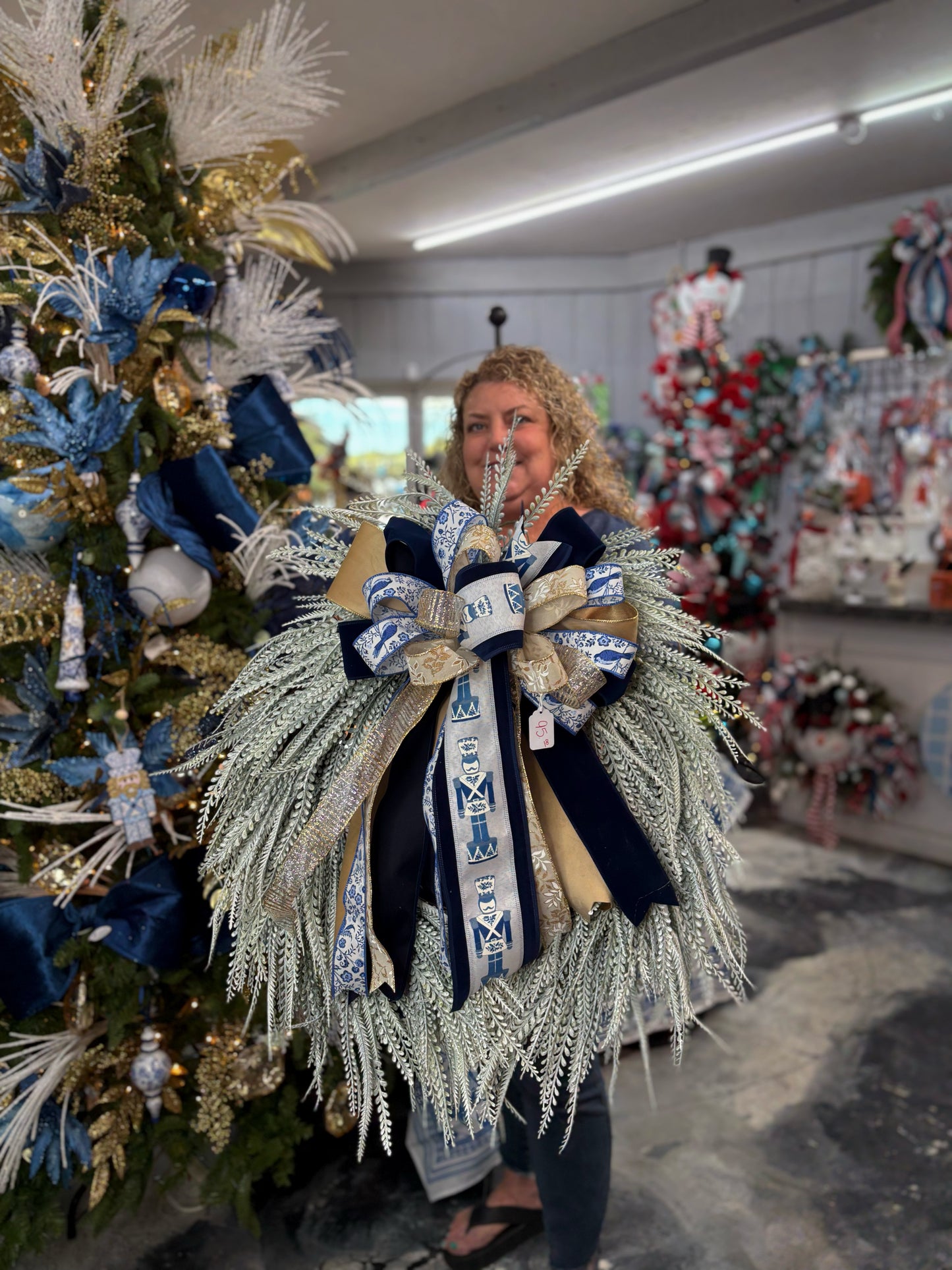 Small Frosted Traditional Nutcracker Beadgrass Wreath