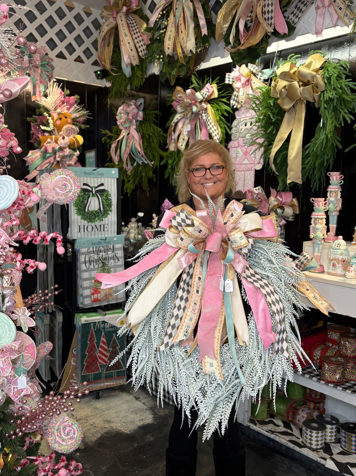 Medium Pastel nutcracker Beadgrass Wreath