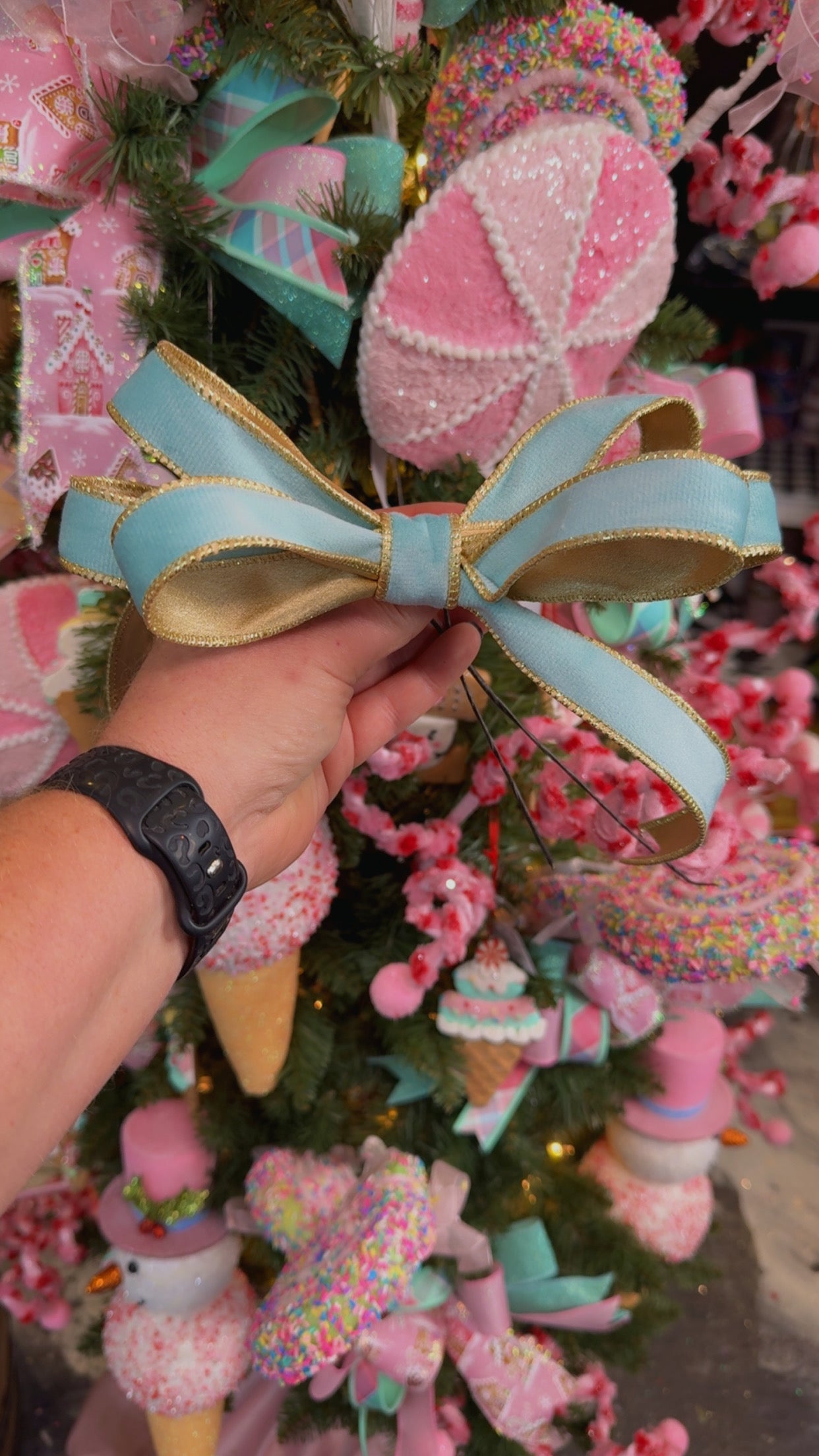 Lux Aqua and Gold Christmas Tree Bow Box