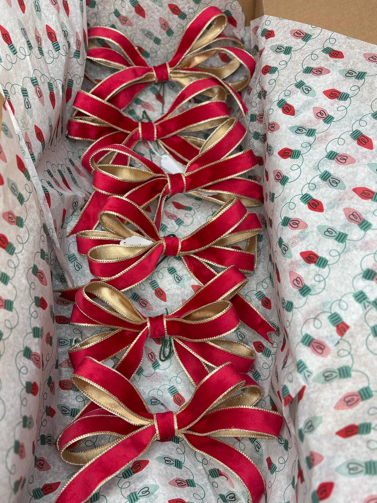 Red and gold Luxe Christmas tree bow box