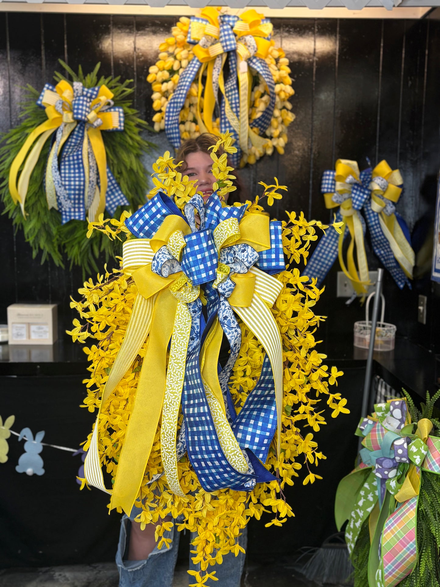 Large Forsythia Sunshine Skies Wreath