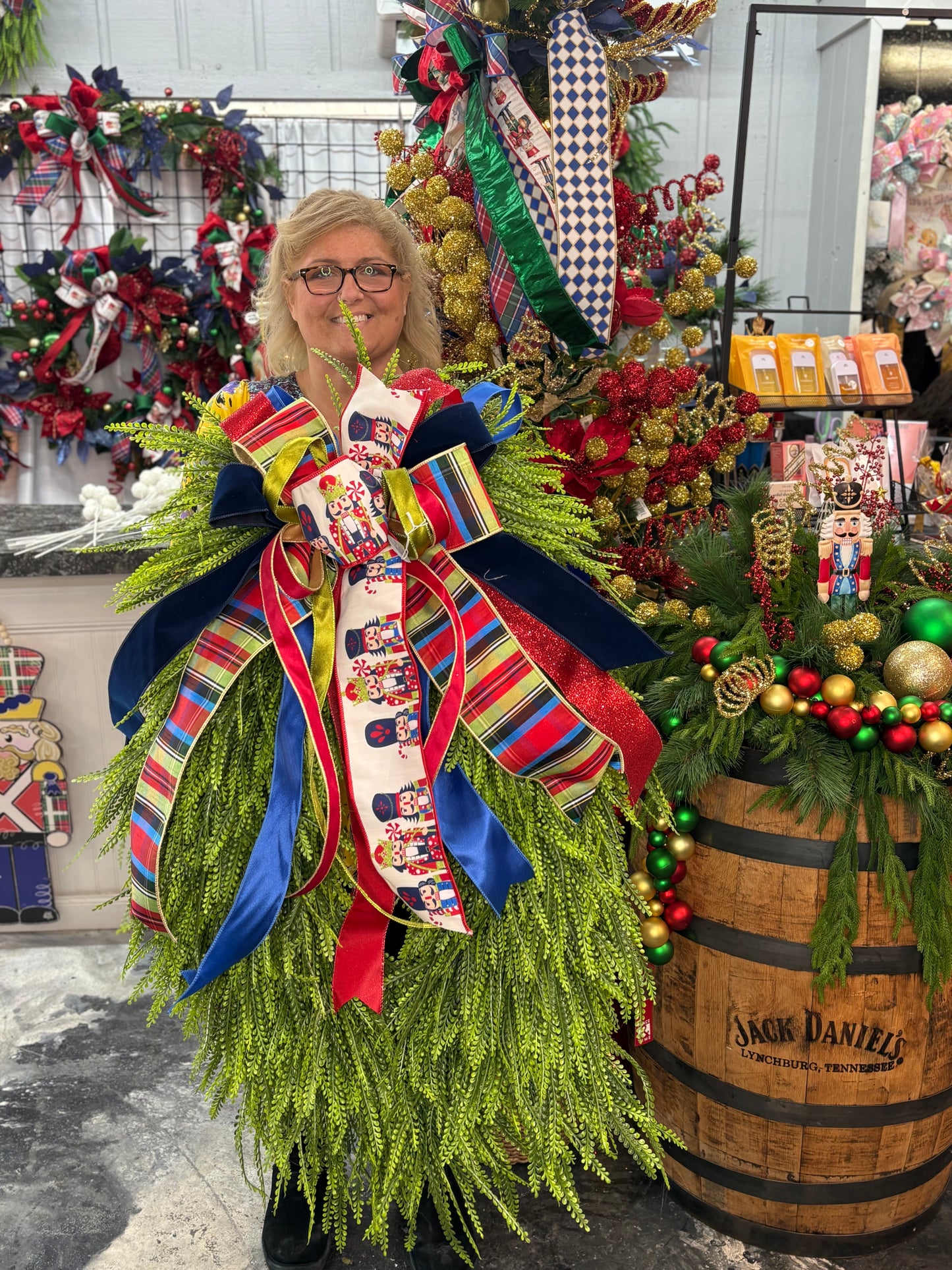 Large Traditional nutcracker Beadgrass Wreath