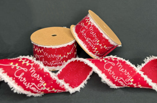 2.5” Merry Christmas Fringe Ribbon