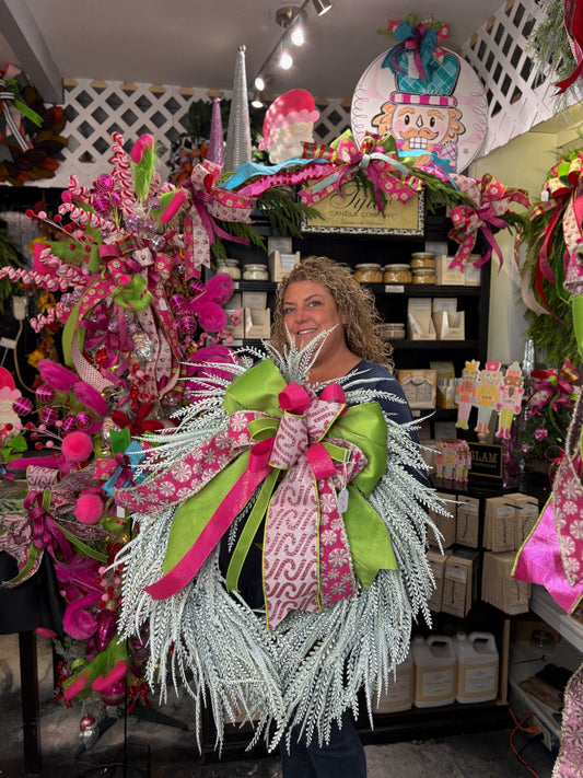 Holly Jolly Small White Beadgrass Wreath