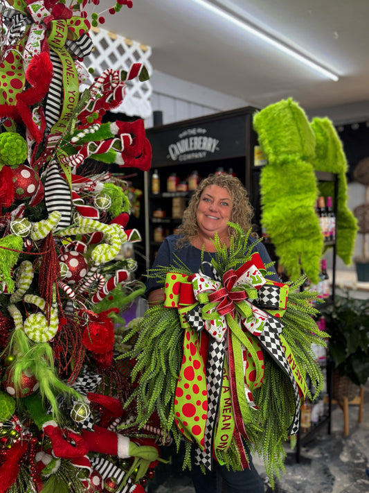 Small Jolly Green Monster Beadgrass Wreath