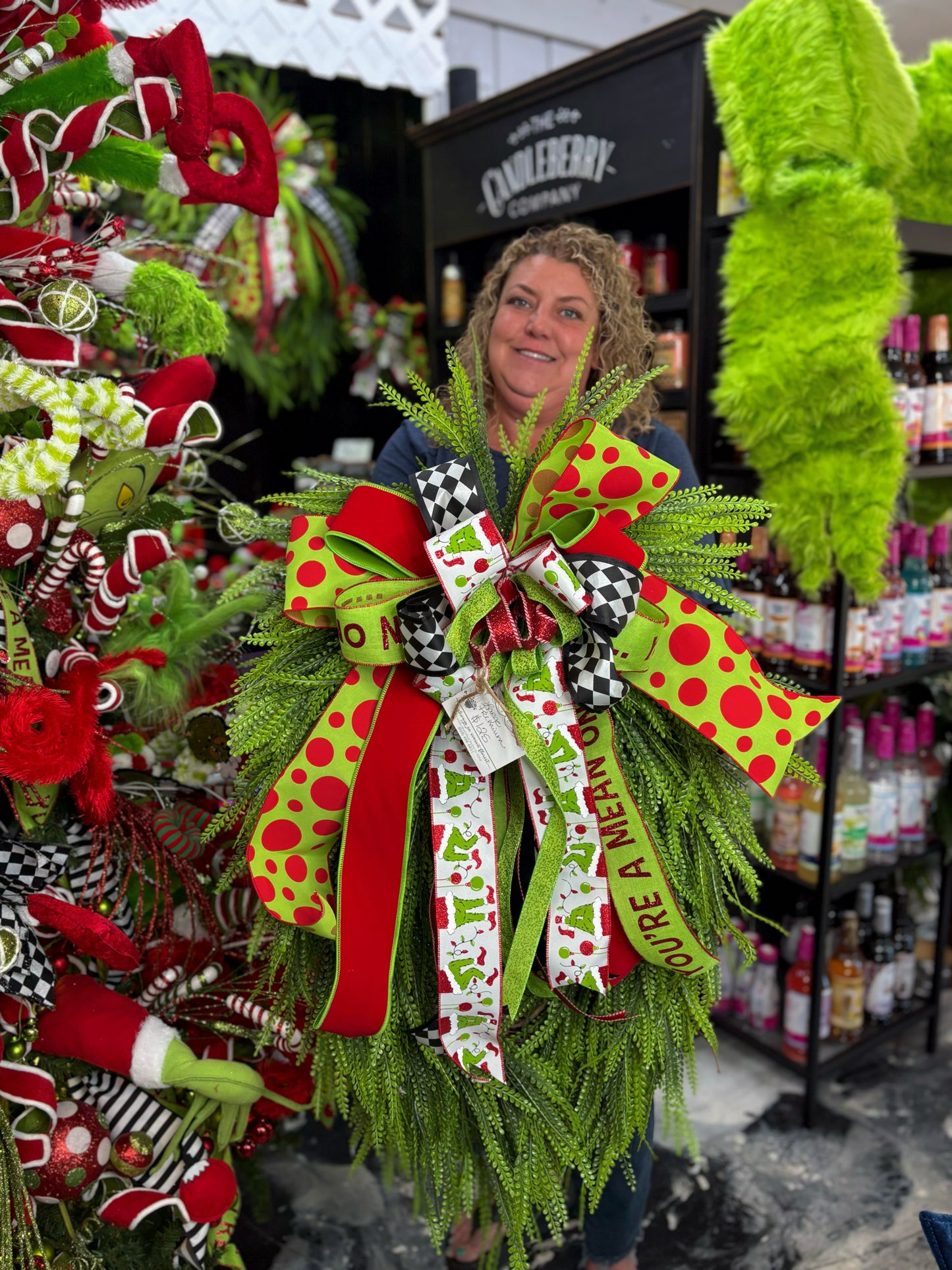 Large Jolly Green Monster Beadgrass Wreath