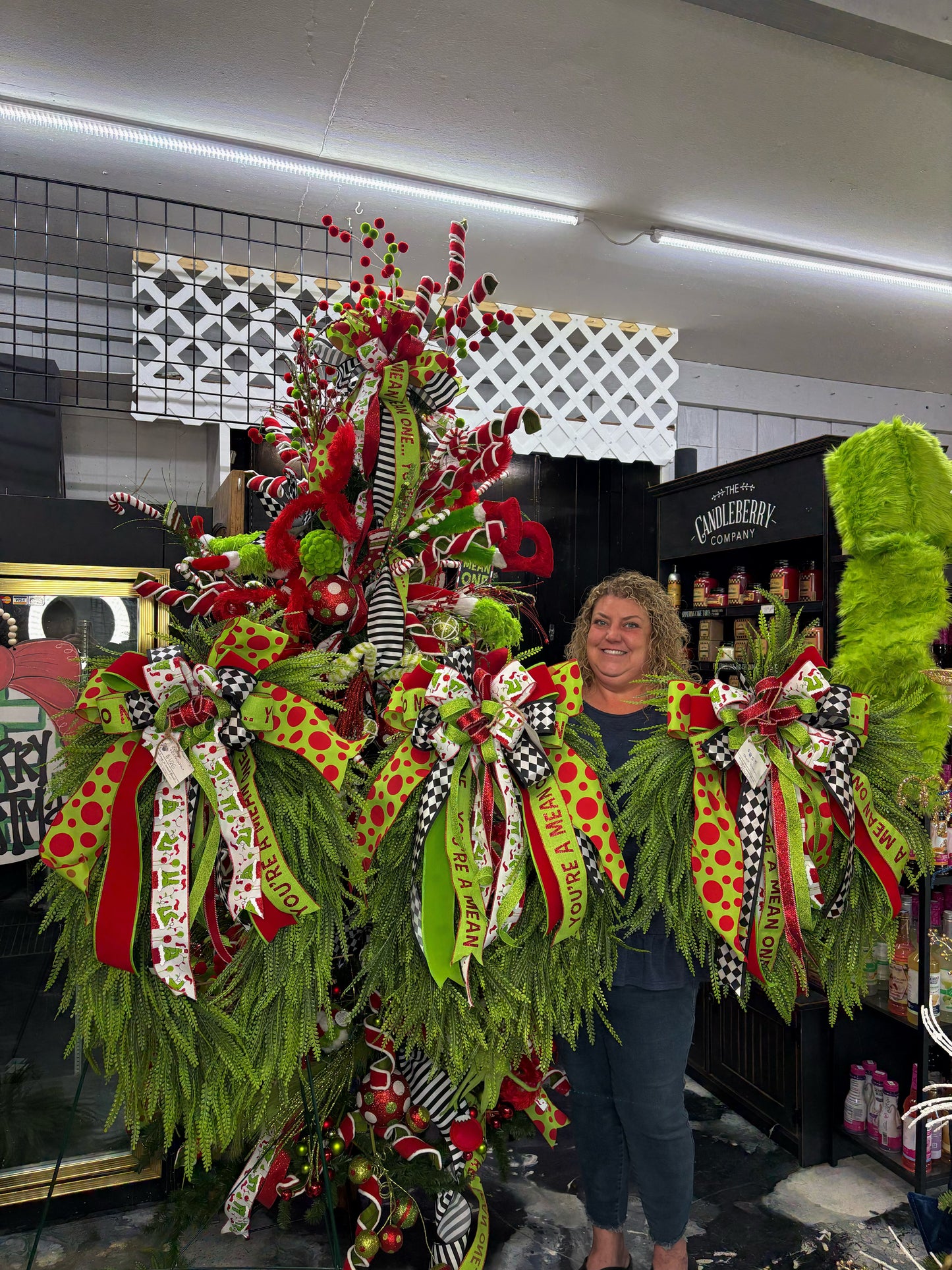 Large Jolly Green Monster Beadgrass Wreath