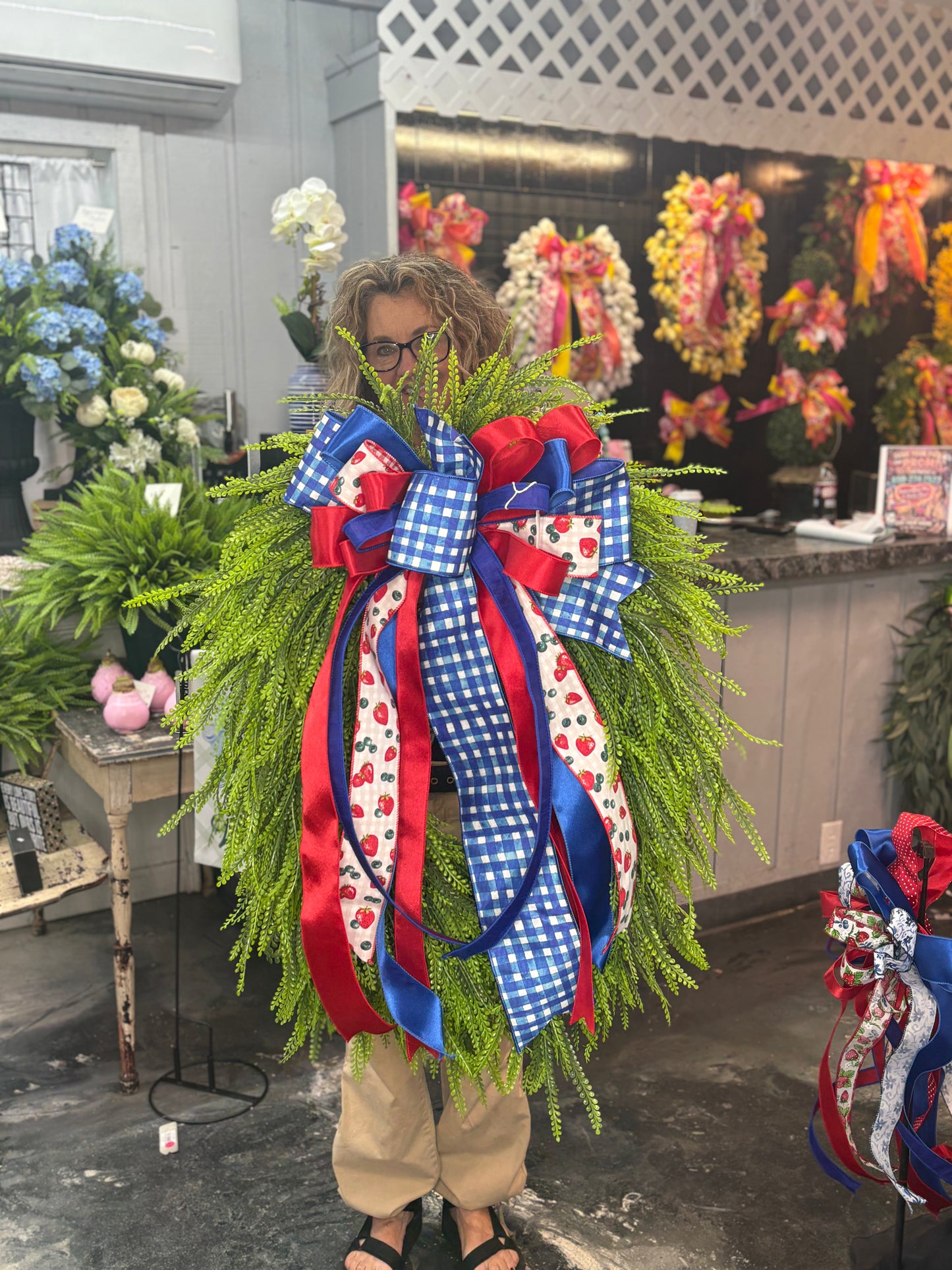 Large Berry Americana Beadgrass Wreath