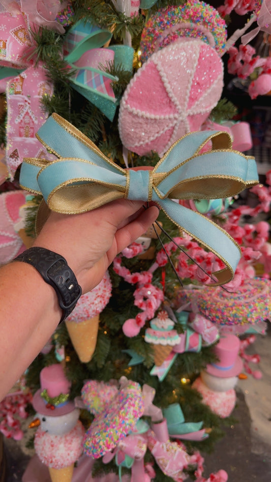 Lux Aqua and Gold Christmas Tree Bow Box